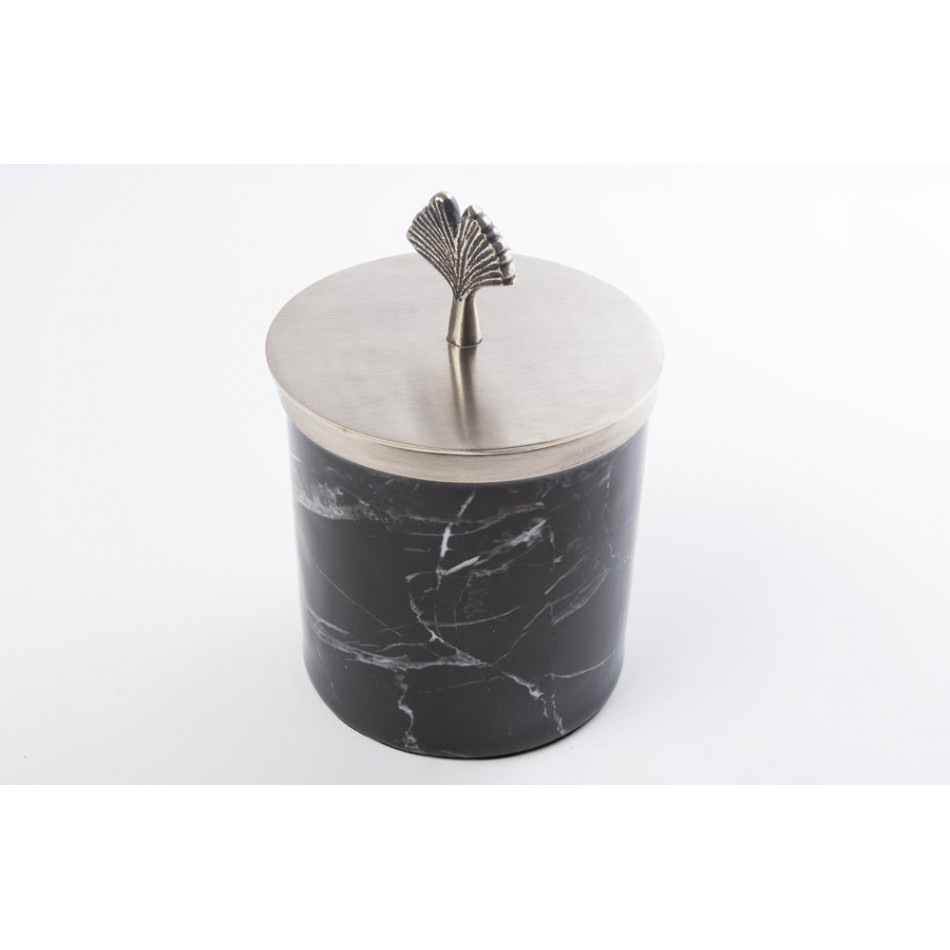 Decorative box,  black/silver colour, enameled, 12x12x13cm