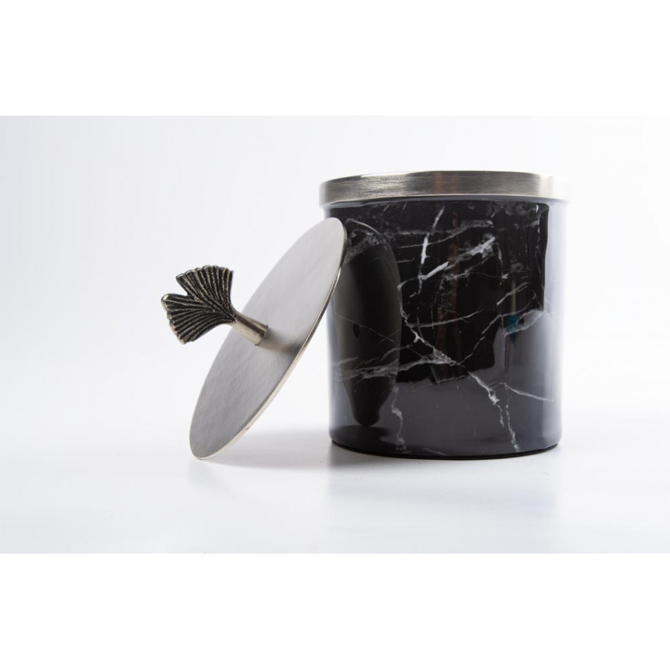 Decorative box,  black/silver colour, enameled, 12x12x13cm