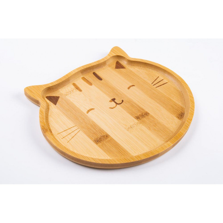 Bamboo plate/tray Cat, 20x17x1.2cm