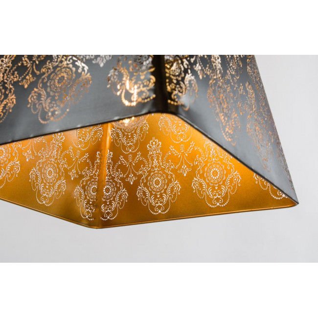 Pendant lamp Lavik, black/golden, E27 60W, H30-95cm, D60cm