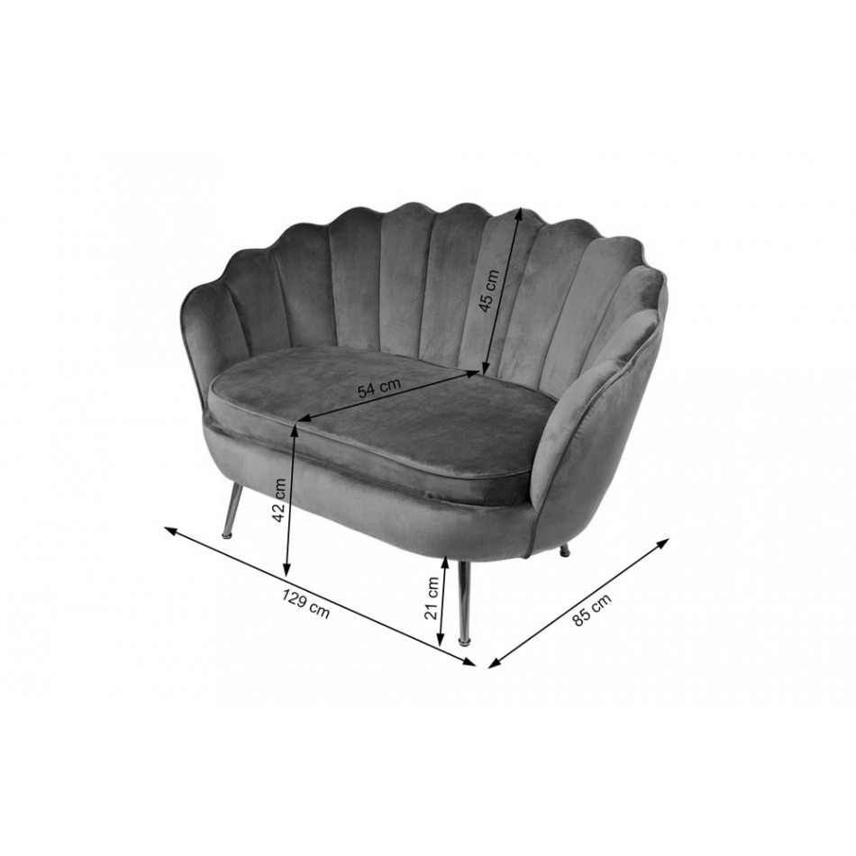 Кресло для отдыха Shell, 2-х местный, темно-зеленый, 85x129x85cm, высота сиденья 43cm