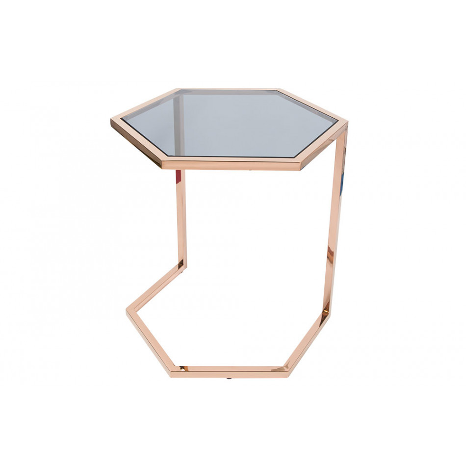 Stalas EDSBERG M, dūminto stiklo/rožinio aukso sp., H55cm D47cm