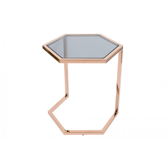 Stalas EDSBERG S, dūminto stiklo/rožinio aukso sp., H50cm D41cm