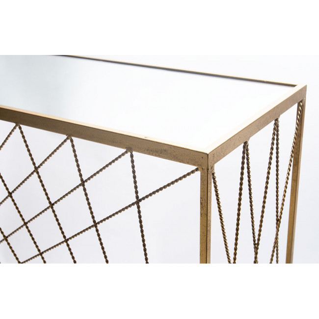 Console Bamberg L, mirror top, gold colour, H75x100x30cm
