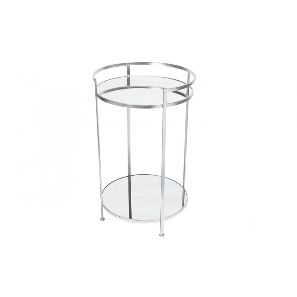Metal table Barge M, mirror top, silver, D39x64.5cm