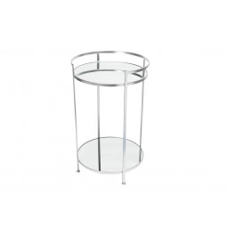 Metal table Barge M, mirror top, silver, D39x64.5cm