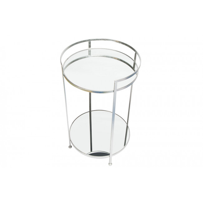 Metal table Barge M, mirror top, silver, D39x64.5cm