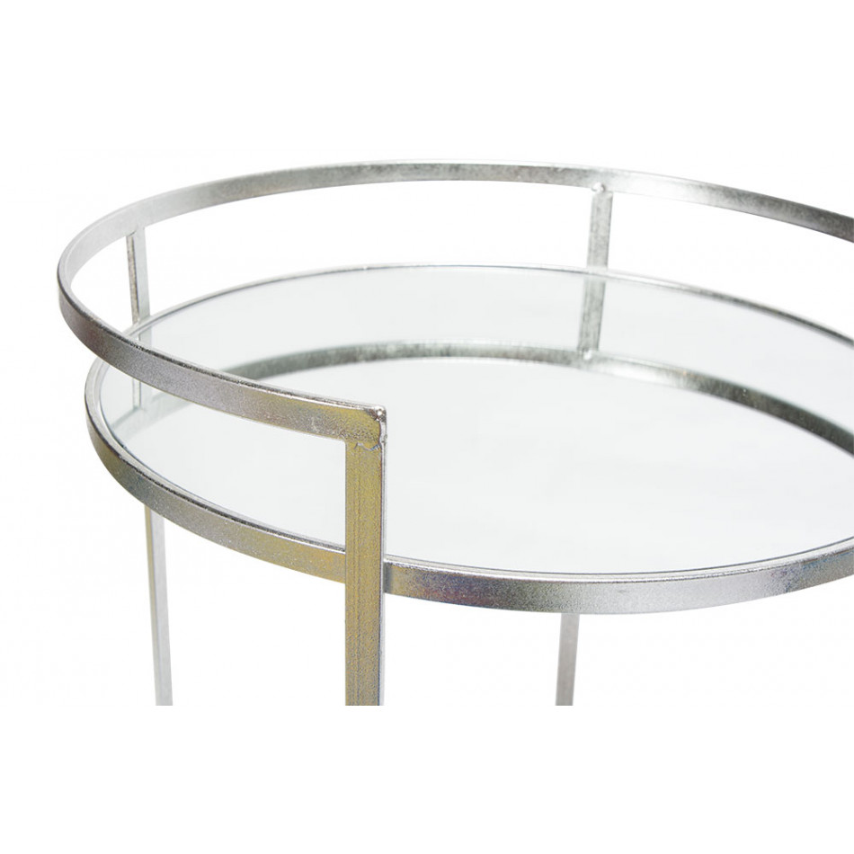 Metal table Barge M, mirror top, silver, D39x64.5cm