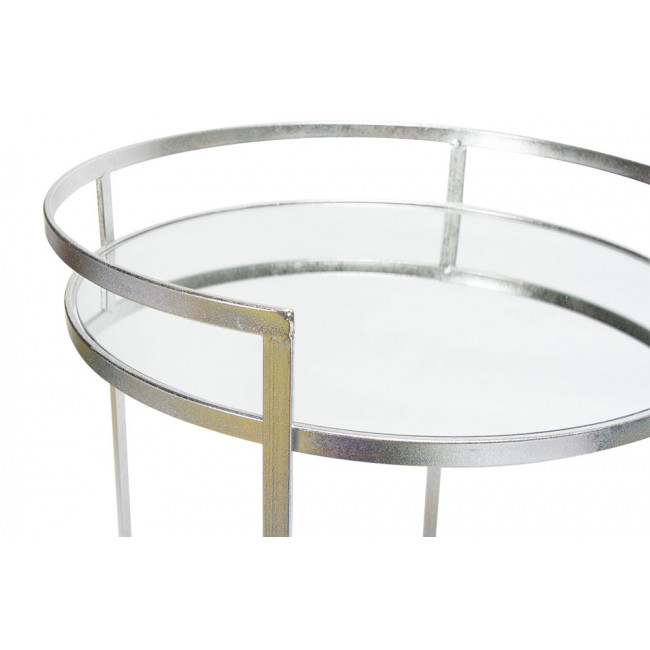 Metal table Barge M, mirror top, silver, D39x64.5cm
