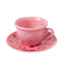 Tea cup and saucer Strawberry, H12,5cm, D10cm, D16cm