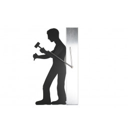 Clock Hammerman, silver, h39cm