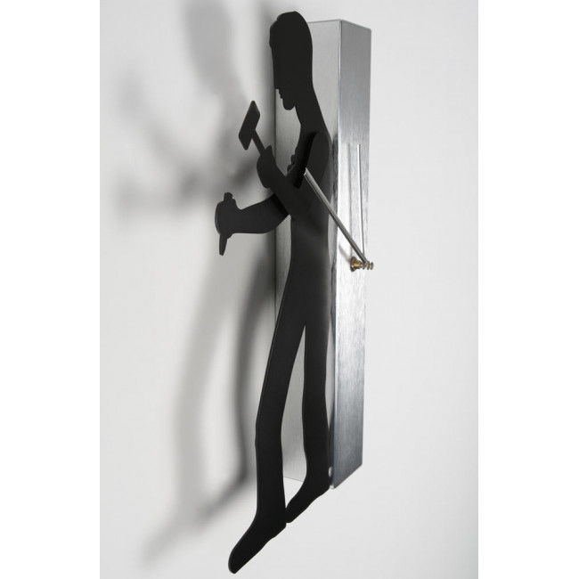 Clock Hammerman, silver, h39cm