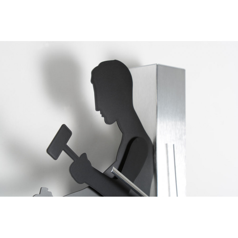 Clock Hammerman, silver, h39cm