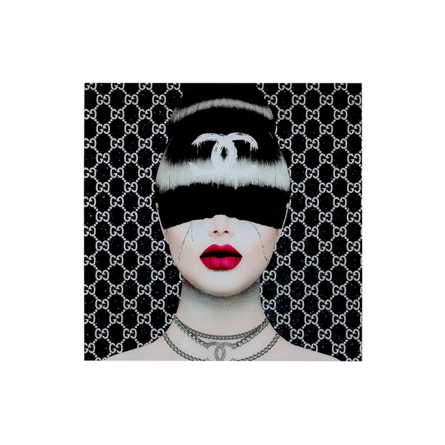 Wall Glass Art Fashion Haircut, 80x80cm