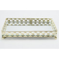 Tray with mirror, metal, gold colour, 20x10x4cm