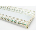 Tray with mirror, metal, gold colour, 30x10x4cm
