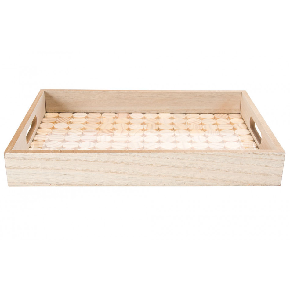Tray, wood/glass, 35x25x5cm