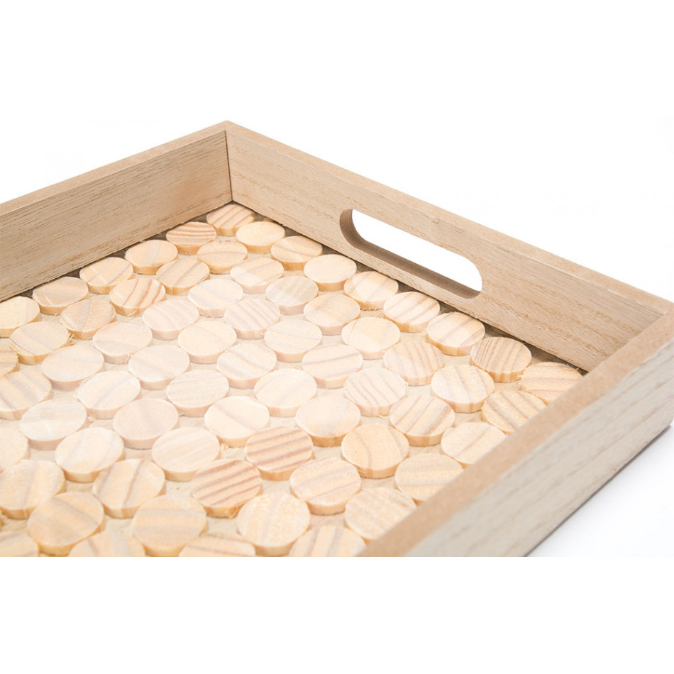 Tray, wood/glass, 35x25x5cm