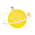 Wall clock Spaceman, wood, yellow, 33.0x45.5x4.9cm