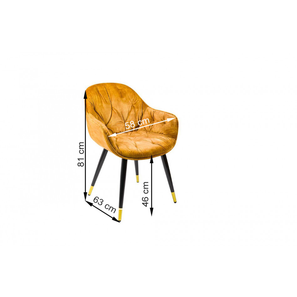 Kėdė SARONNO, aukso sp., 58x63x81cm, sėdimosios dalies aukštis H46cm