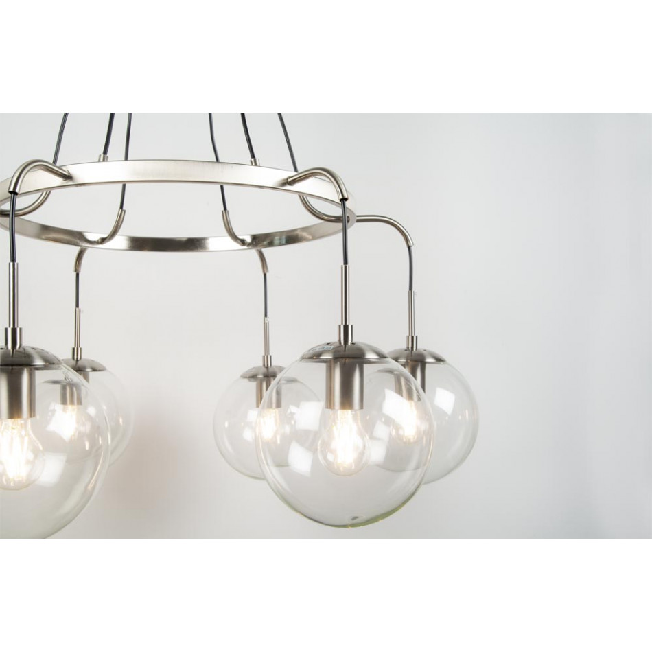 Pendant lamp Rana, nickel, H-60-135cm, D-85cm, E27 6x60W