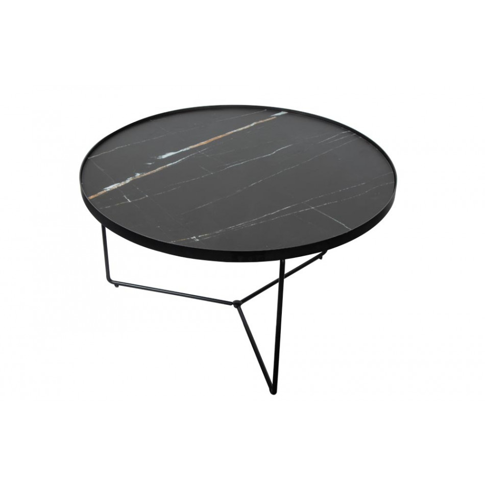 Кофейный столик Soliera L, D80cm, H45cm, черный, металл / стекло