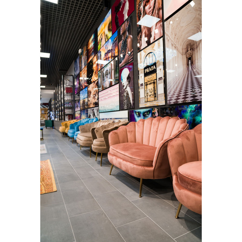 Doubble armchair Shell, old-pink, H85x129x85cm, seat height 43cm