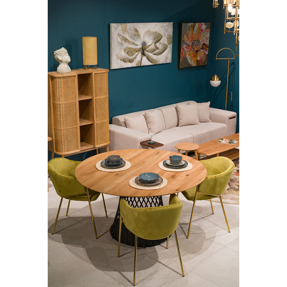 Dining table Marea, oak wood, D140cm, H75cm