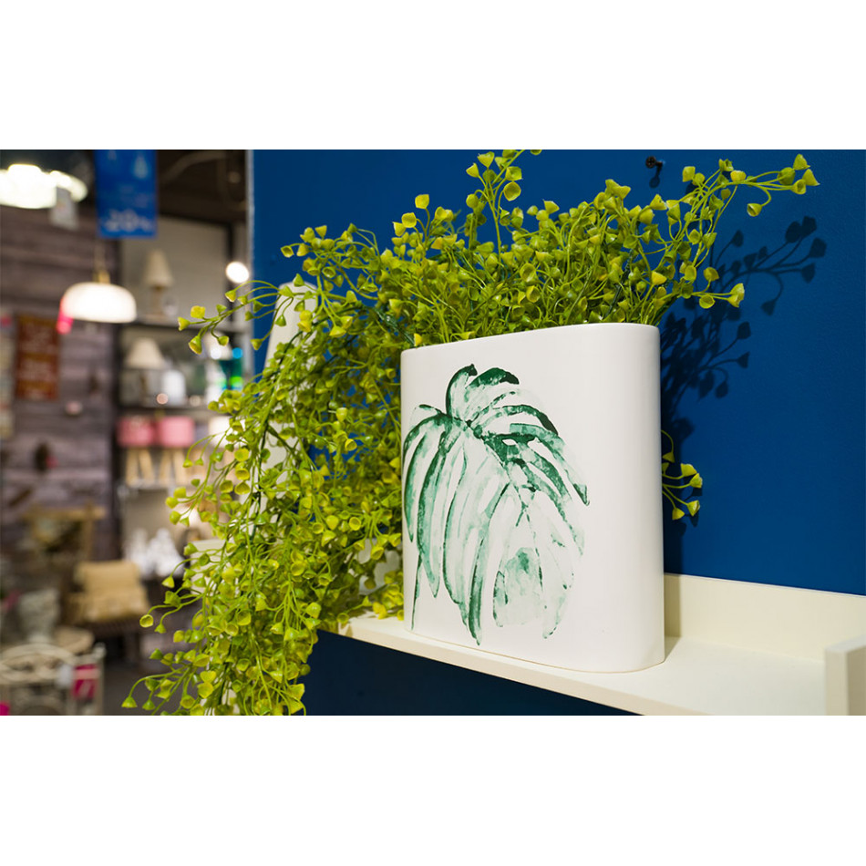 Vase "Blattwerk" white/green matt, ceramic,H.19,5cm