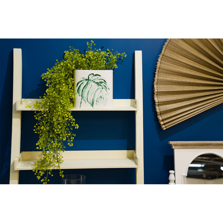 Vase "Blattwerk" white/green matt, ceramic,H.19,5cm