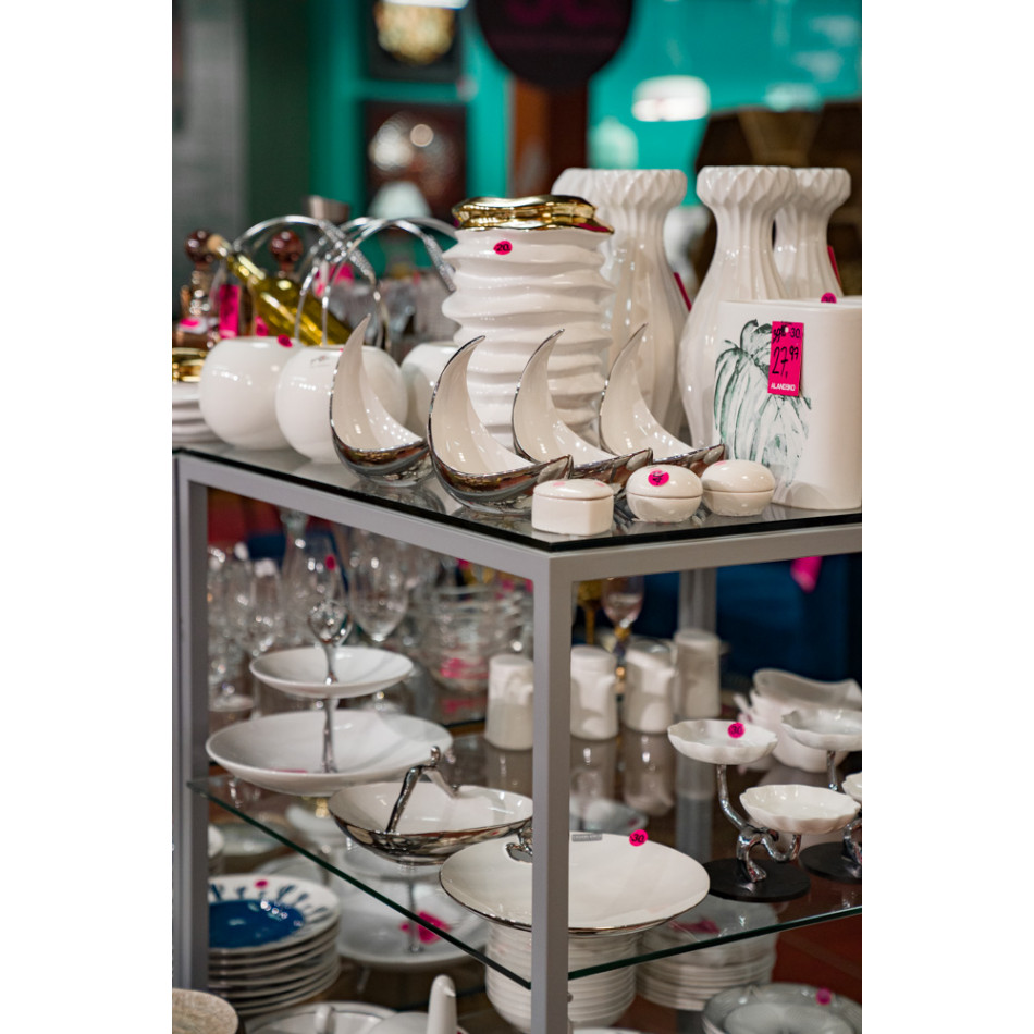 Vase "Blattwerk" white/green matt, ceramic,H.19,5cm