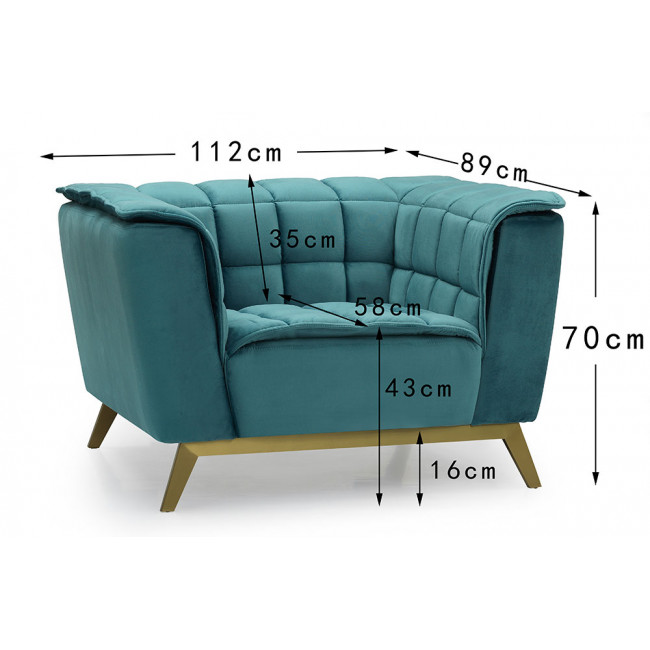 Club chair Hamond, green colour, 114x88x70cm, seat height 44cm