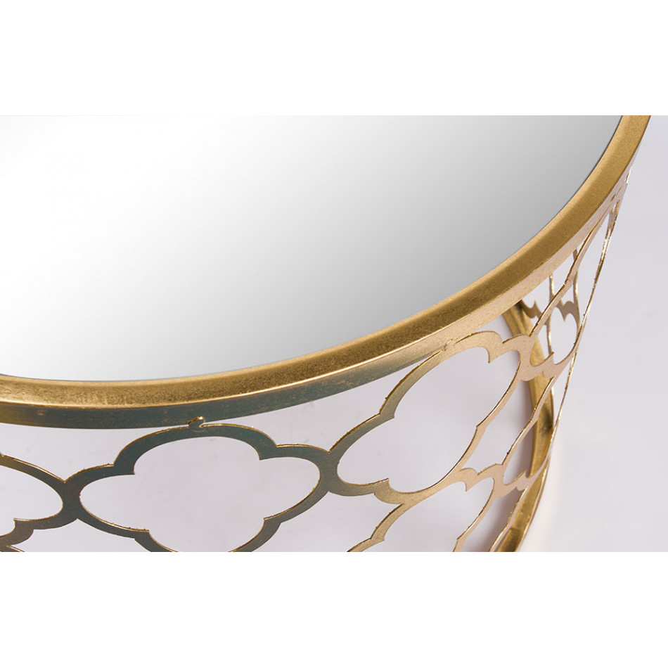 Metal table Berini M, mirror top, golden, D60x45cm