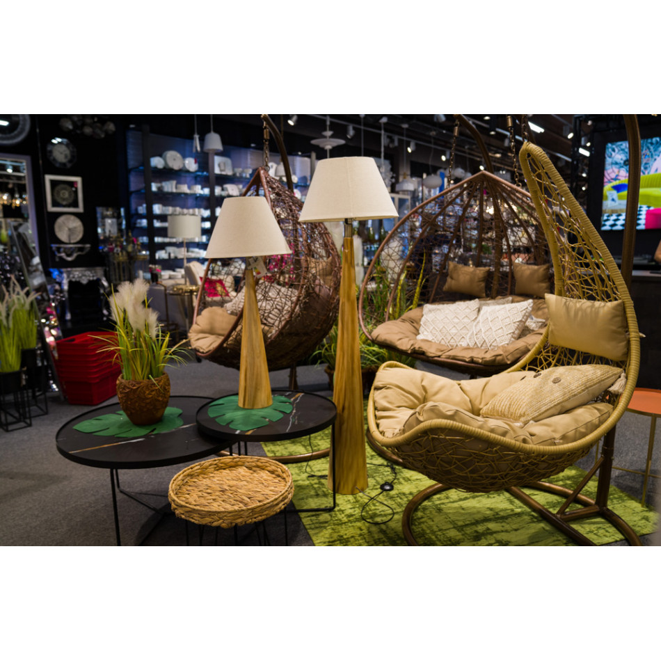 Table Lamp Moora with linen shade, E27 40W, H71x15cm