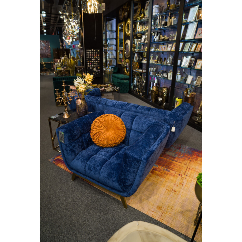 Кресло  Haris, синий, бархат, 110x89x74cm, высота сиденья 43cm