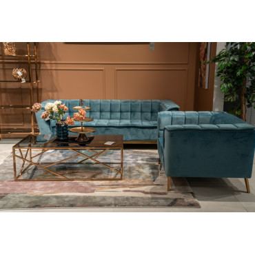 Журнальный столик Eisen, тонированное стекло / розовое золото, 120x60x40см