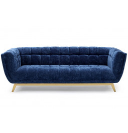 Sofa Haris, 3-seat, blue, velvet, 218x89x74cm, seat height 43cm