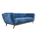 Диван Haris, 3-местный, синий, бархат, 218x89x74cm, высота сиденья 43cm