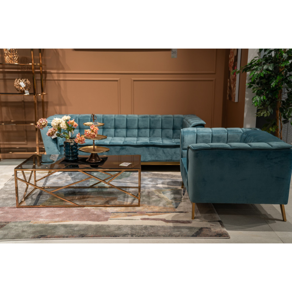 Sofa Hamond, 3 seat, green colour, 215x88x70cm, seat height 44cm