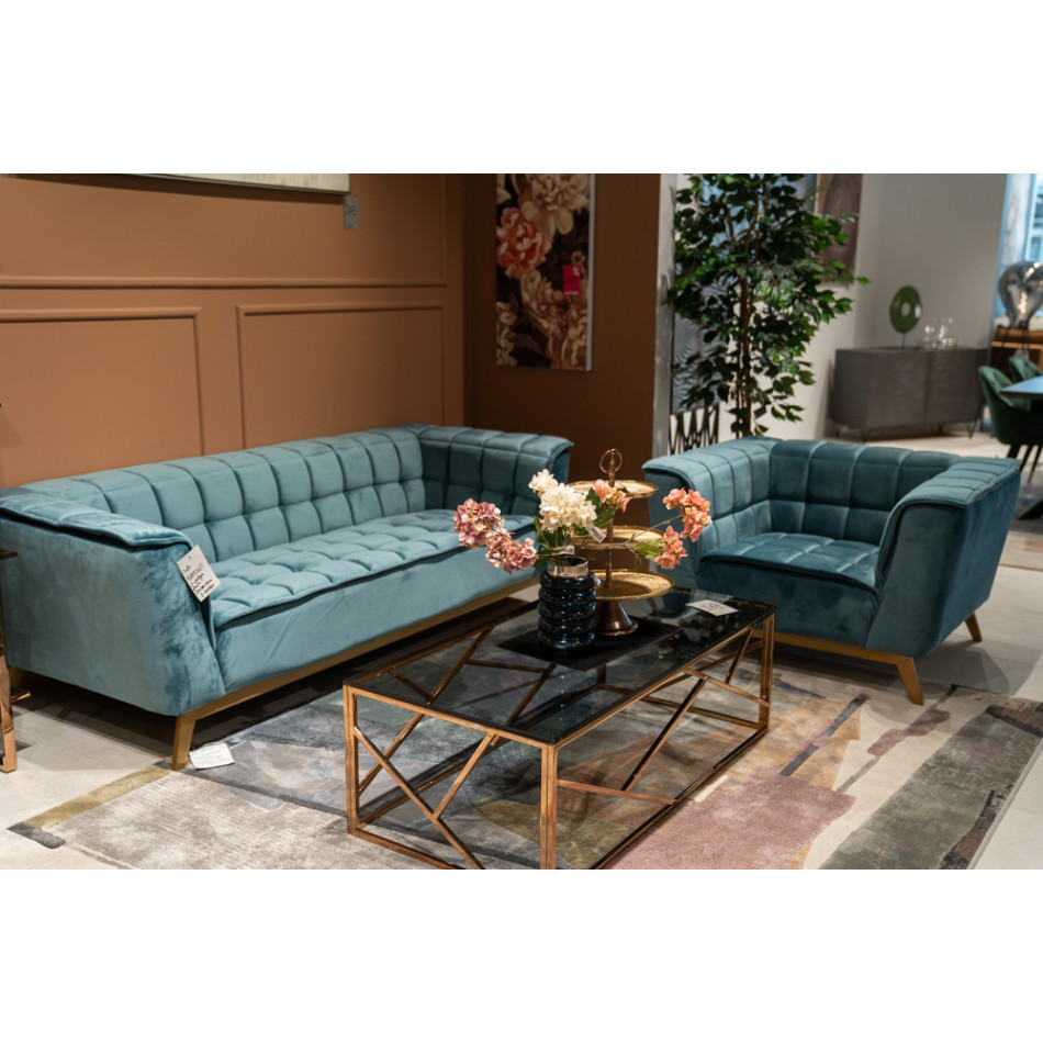 Sofa Hamond, 3 seat, green colour, 215x88x70cm, seat height 44cm