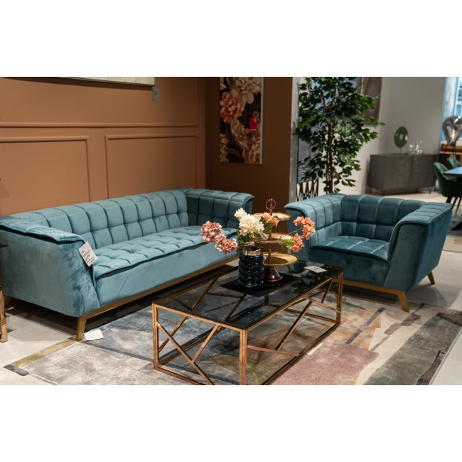 Sofa Hamond, 3 seat, green colour, 215x88x70cm, seat height 44cm