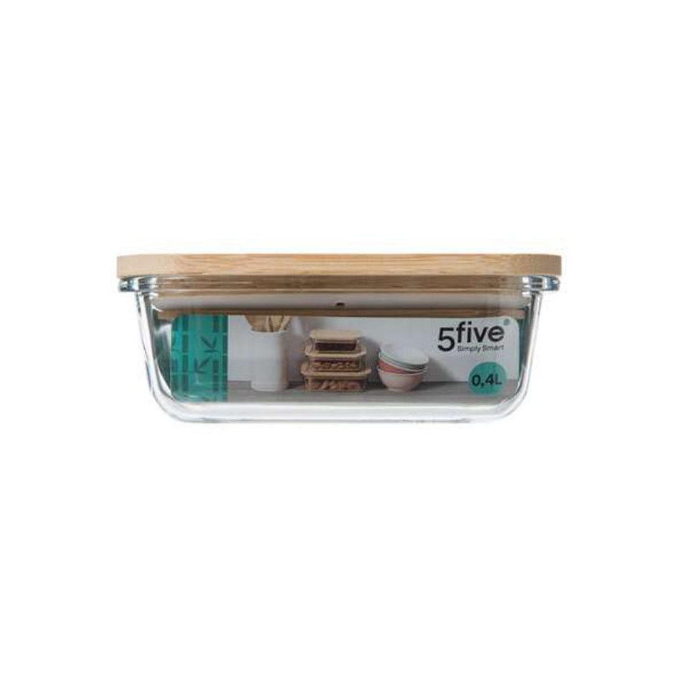 Glass box with bamboo lid, 0.38 l, 5.5x15x10.5cm
