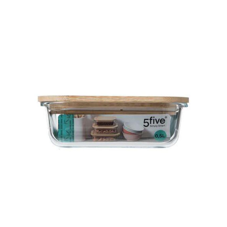Glass box with bamboo lid, 0.56 l, 6x17.5x13cm