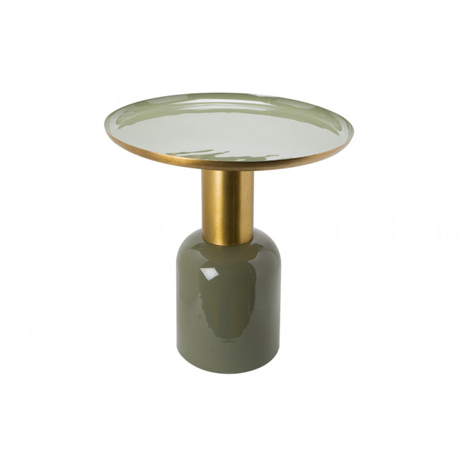 Table Linton 43823C, matt brass, green with enamel,D49xH53cm