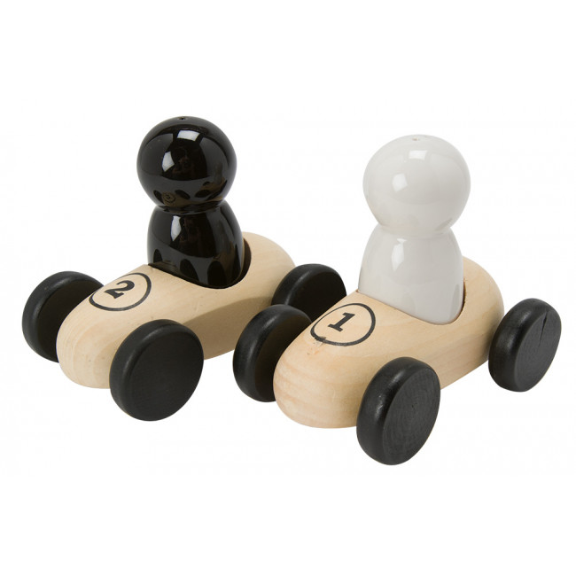 Salt  Pepper set Bolides, wood/ceramic,9.5x10.5x7.2cm
