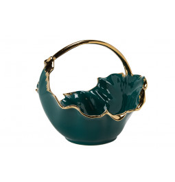 Decorative bowl Welta, green/gold, 25x22.5x21.5cm