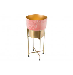 Pot on stand Lille, brass antique, printing/ clear enamel16x