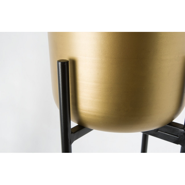 Pot on stand Lilberg, brass antique, frame black matt 22x22x