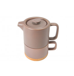 Teapot with cup, taupe, 400ml