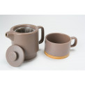 Teapot with cup, taupe, 400ml